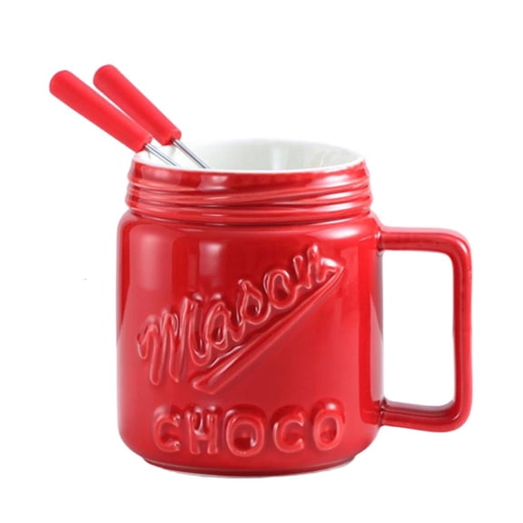 YIEMEEN Elegant Ceramic Fondue Cup For Melting Chocolate Cheese Kitchen Mug with Handle