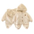 thumbnail image 4 of KYAIGUO Kids Baby Girls Boys Fleece Cotton Tracksuit Set 6M-4Y Toddler Clothes Set Newborn Fall Winter Outfits Toddler Hoodie Jacket Jogger Set Long Sleeve Cotton Coats Sports Pants Set, 4 of 7