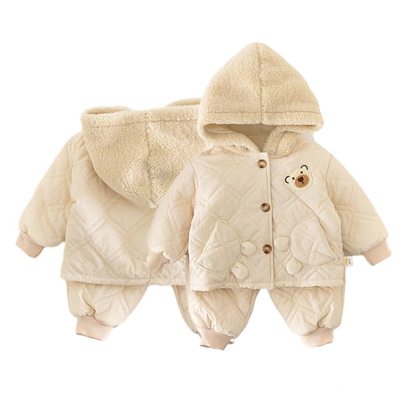 Esaierr Baby Girl Boys Clothes Outfits Newborn Fleece Winter Coat Pants Outfits Cartoon Hooded Padded Outfits for 6M-4Y