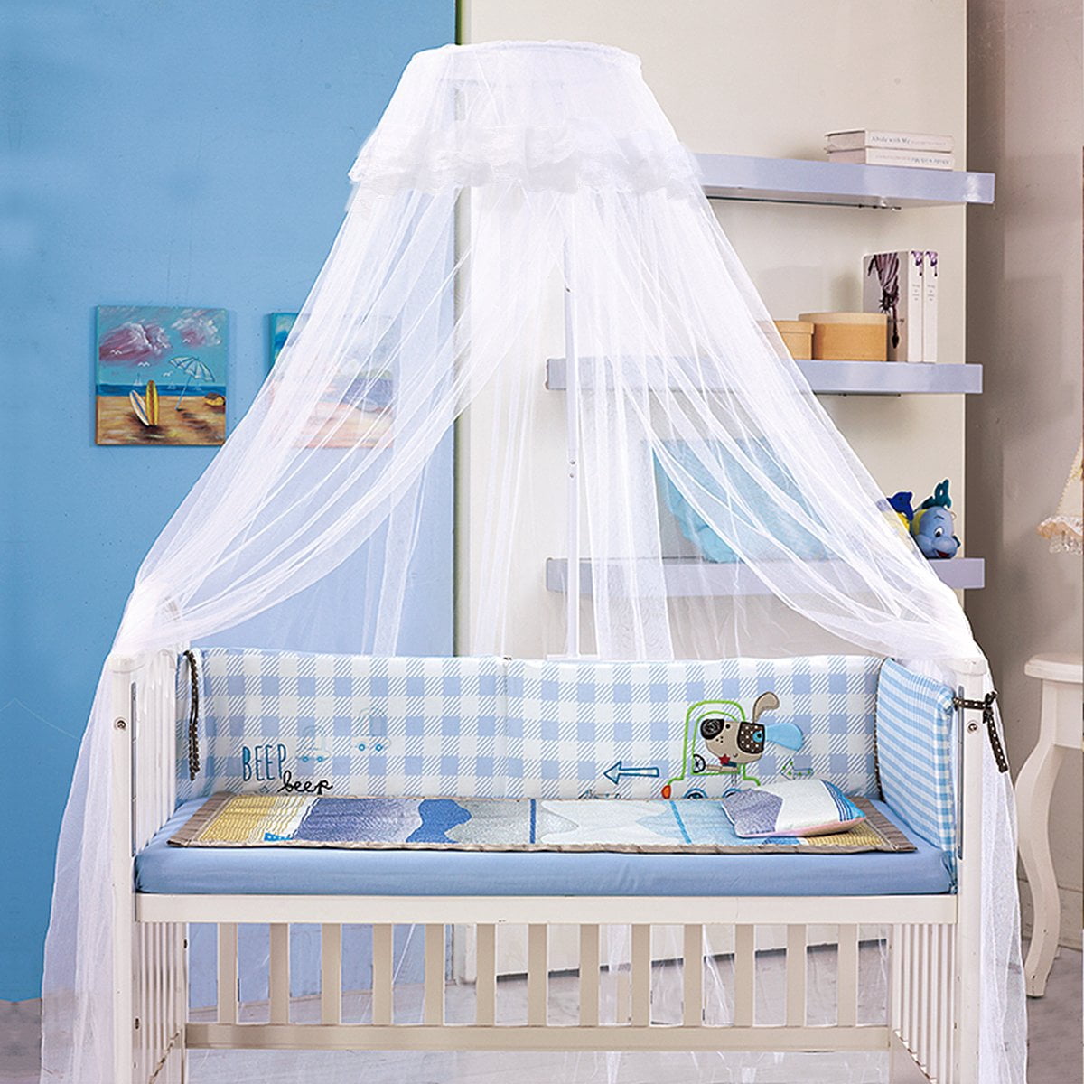 Baby Crib Mosquito Net,Baby Canopy Bed Netting,Baby Toddler Bed Crib Dome Canopy Curtain Netting See Through Mesh Bed Cover