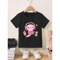 thumbnail image 1 of Light Blue Girls' Summer Fashion T-Shirt - Soft & Comfortable Knit Fabric with Cute Cartoon Axolotl Print, Short Sleeve Round Neck Tee for Casual Wear, Girls Tshirts, 1 of 6