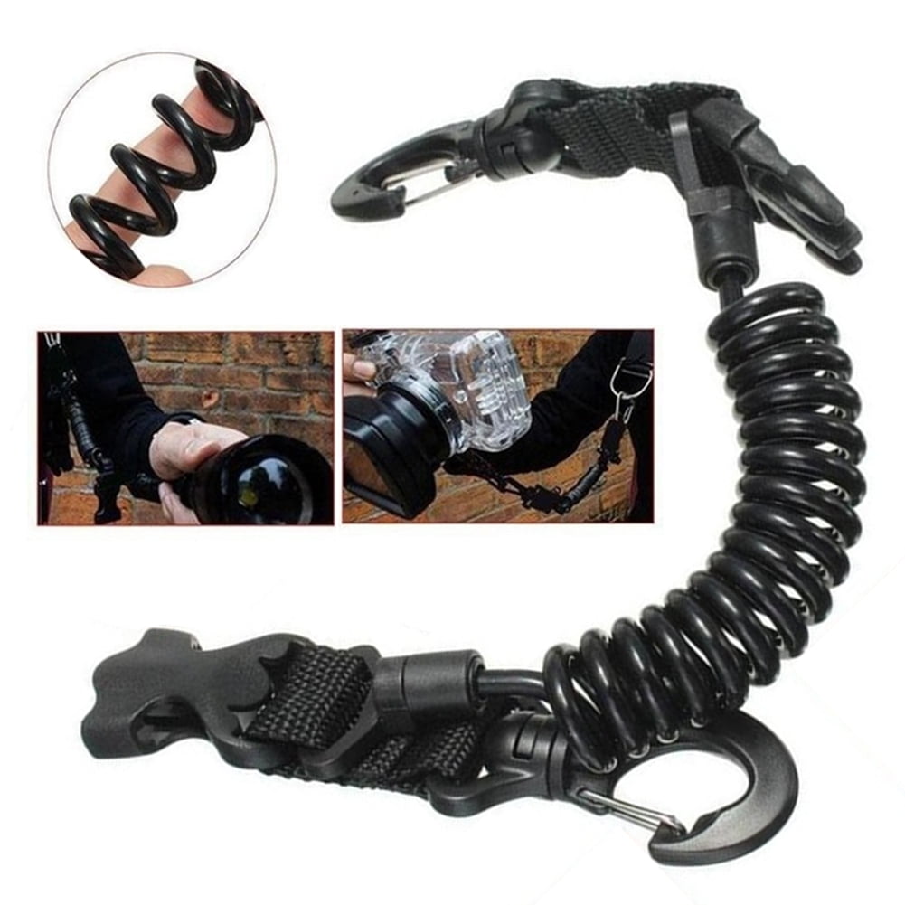 Heavy Duty Camera Spring Coil Scuba Diving Lanyard with Anti-theft Rope 