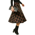 thumbnail image 5 of MODA NOVA Junior's Plaid High Waist Belted A-Line Casual Mid Skirt Dark Blue XS, 5 of 7