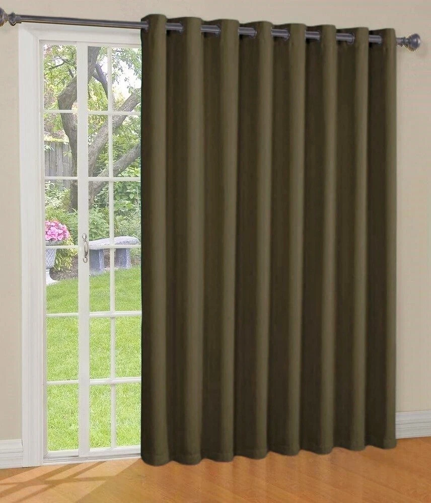 Gorgeous Home Linen Window Thermal Large Curtain for Sliding Door Blackout Panel for Patio & Hall Room Silver Grommets Brown 1pc 100"x 84" Each