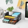 thumbnail image 3 of Marbrasse 3 Tier Mesh Desk Organizer with Drawer, Multi-Functional Desk Organizers and Accessories, Paper Letter Organizer with 2 Pen Holder for Home Office Supplies, 3 of 7