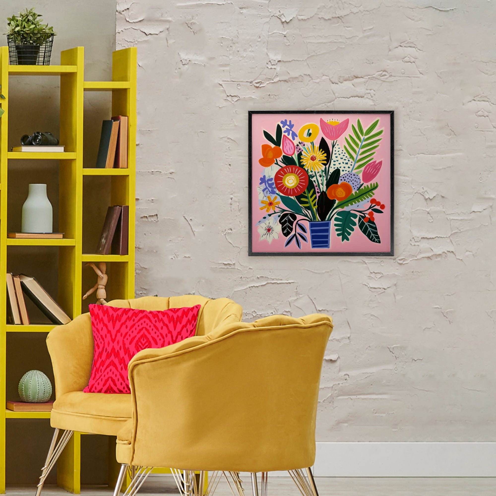 Stupell Industries Floral Flourish Summer Bouquet Black Framed Giclee Art, design by Lazar Studio