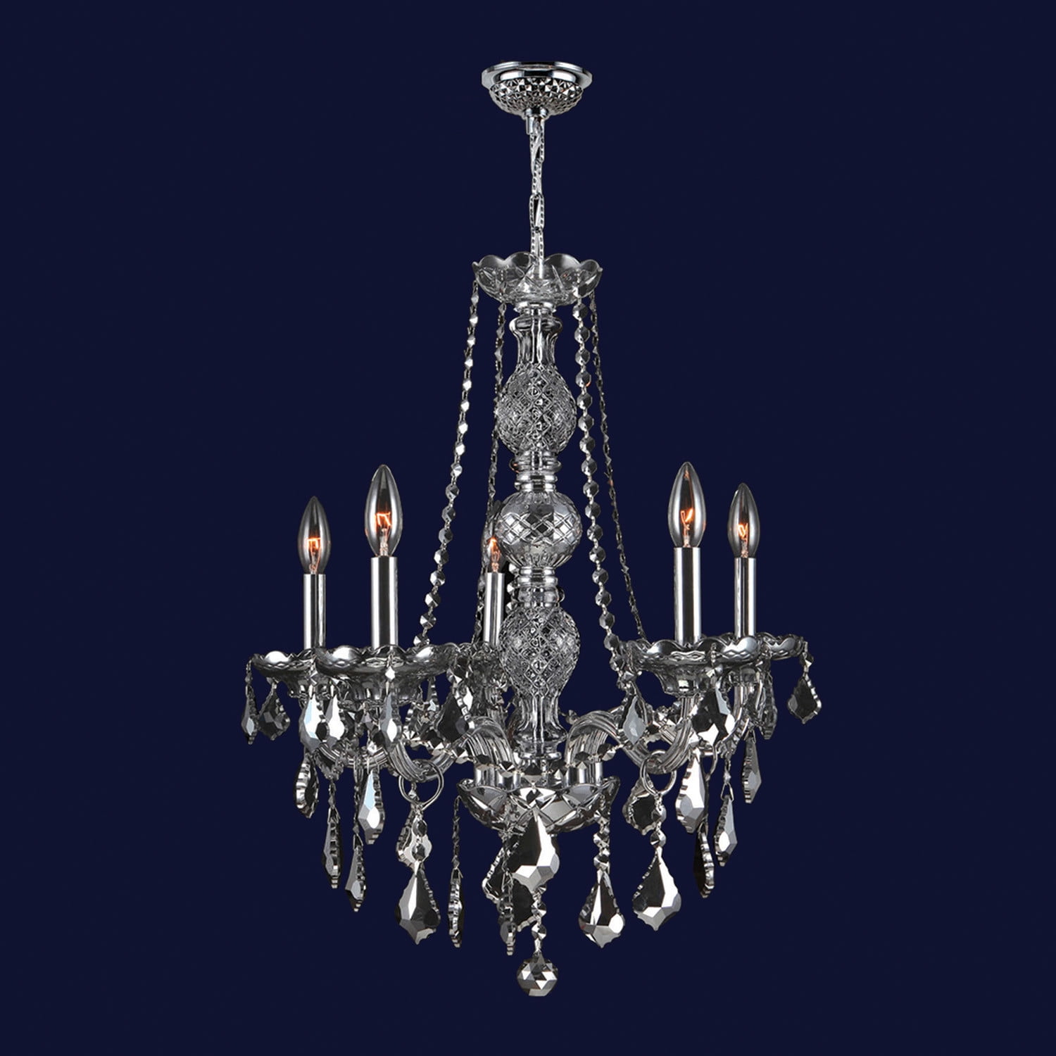 Provence Collection 5 Light Chrome Finish and Smoke Crystal Chandelier 21