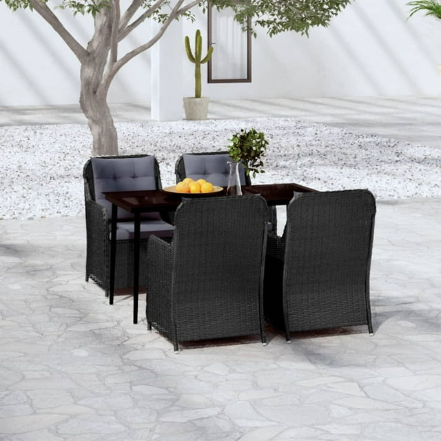 vidaXL Ensemble de Salle à Manger de Jardin 5 Pcs Noir