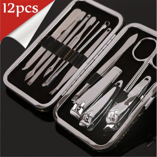 Simyoung Nail Care 12Pcs Personal Manicure & Pedicure Set Travel Grooming Kit Men/Women WHITE