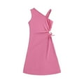 thumbnail image 1 of Qudderr Robe à une Épaule pour Filles Été Décontractée Sans Manches Robe Unie Taille 8-12T, 1 of 9