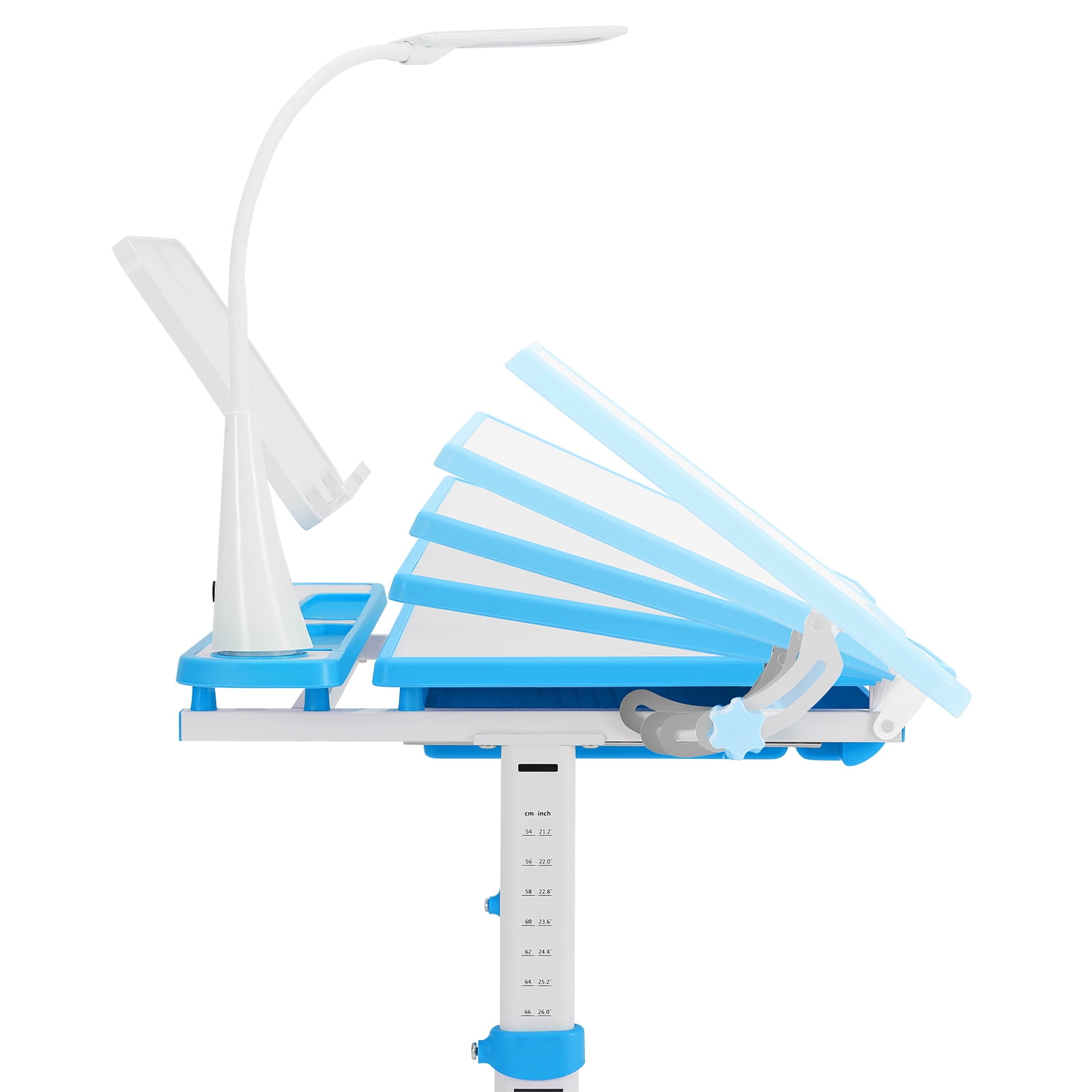 COSVALVE Height Adjustable Kids Study Desk & Chair Set Children School Boy Table Large Writing Board Desk with LED Lamp,Drawer,Bookstand(Blue)