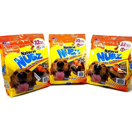Nylabone Natural Nubz Edible Dog Chews Value Pack of 66ct. / 7.8 lbs. Total (3 x 2.6 lb / 22 ct Bags), 66 large chews; in 3- 2.6lb bags By Visit the Nylabone Store