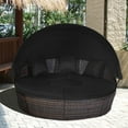 thumbnail image 4 of Costway Patio Rattan Daybed Cushioned Sofa Adjustable Table Top Canopy Black, 4 of 10