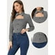 thumbnail image 2 of Blusa informal elegante de manga larga con cuello de gargantilla y estampado de pata de gallo para mujer Blanco M, 2 of 6