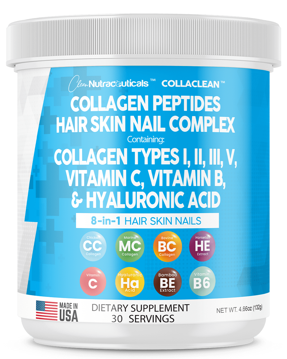 Collagen Peptides Powder Hair Skin Nail Complex with Collagen Types I