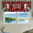thumbnail image 3 of Christmas Farmhouse Short Window Curtain Valances, Winter Cow Snowflake Red Black Buffalo Plaid Rod Pocket Kitchen Valances for Living Room Bedroom Bathroom Cafe 54" x 18", 3 of 8