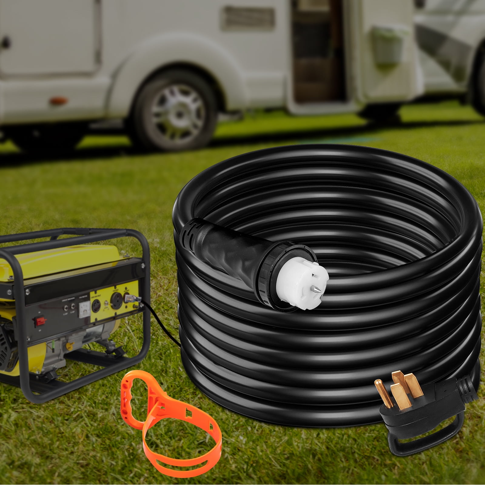 KFFKFF 50 Ampel generator extension STW 6/3 + 8/1 125V 250V certification generator power line N14-50P & SS2-50R & CS6364 twisting connector (50FT 50AMP)