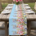 thumbnail image 4 of Pink Flowers Table Runner 108 Inches, Spring Floral Daisy Pastoral Botanical Sky Blue Bed Runner Dresser Scarves Tabletop for Indoor Outdoor Parties/Ceremony/Banquet, 13"x 108", 4 of 8