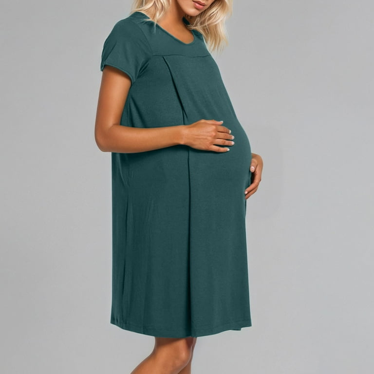 pregnant lady comfortable dress boohoo Women's Maternity Plisse Belted Midi Dress - Champagne