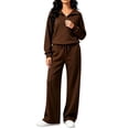 thumbnail image 2 of Atkumj Womens 2 Piece Sweatsuits Sets Stylish Half Zip Stand Collar Sweatshirts and Drawstring Straight Leg Sweatpants Tracksuit Set Casual Solid Color Fall Sets for Women with Pockets S, 2 of 5