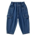 thumbnail image 2 of uublik Boys Girls Jeans New Soft with Pockets Denim Cargo Pants Blue, Size 2T-7, 2 of 5