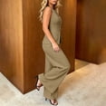 thumbnail image 4 of Uootdi Two Piece Sets for Women Dressy Sleeveless Stand Collar Button Front Vest High Waist Tailored Wide Leg Pants Office Matching Sets, 4 of 6