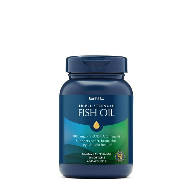 Suplemento de aceite de pescado GNC Triple Strength Omega 3 1000 mg 60s