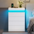thumbnail image 3 of Afuhokles Set of 2 White Night Stand with 4 Drawers and LED Lights,Tall Nightstand with Sliding Top, Bedside Table with Charging Station, 3 of 7