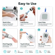 Blood Glucose Monitor Kit - 100 Test Strips and 100 Lancets for Home Use, 500 Memory, No Coding, Diabetes Testing, Blood Glucose Monitoring System
