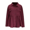 thumbnail image 4 of FRSASU Women's Corduroy Jackets Long Sleeve Coats Button Down Lapel Solid Casual Outwear Tops Wine, 4 of 9