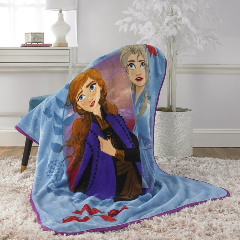 Frozen 2 Kids Fleece Throw Blanket 46 x60 Blue and Purple