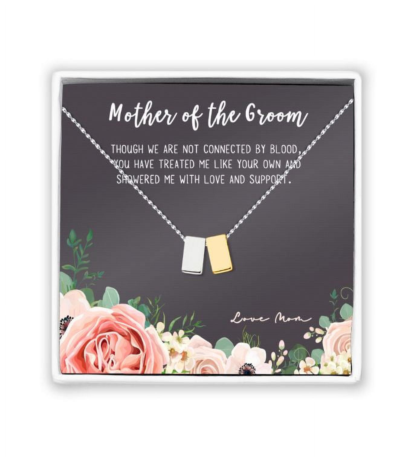 Mother of the Groom Silver Cube Necklace, Wedding Day Gift for Mother, Mother's Day Jewelry, Cube Necklace for Mother's Day, Mother's Day Jewelry Gift for Her [Silver-Gold Cube, No-Personalized Card