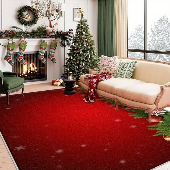 1PC Christmas-themed Area Rug Local Rug, Lightweight Washable Easy-to-Care Carpet Mat Festival Gift, Suitable for Living Room, Bedroom, Dining Room, Hallway, Office, Room Accessones