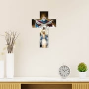 Wall Cross, Hand-Carfted Catholic Crucifix,Wooden Religious Cross ,Wall Hanging Art Rustic Decor Wall Cross for Home Garden Living Room Bedroom