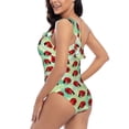 thumbnail image 4 of Gukieu Red Ladybugs And Leaf Print One-shoulder Ruffled One-piece Swimsuit with Removable Chest Pads and Tummy-control Swimsuit for Women-X-Large, 4 of 6