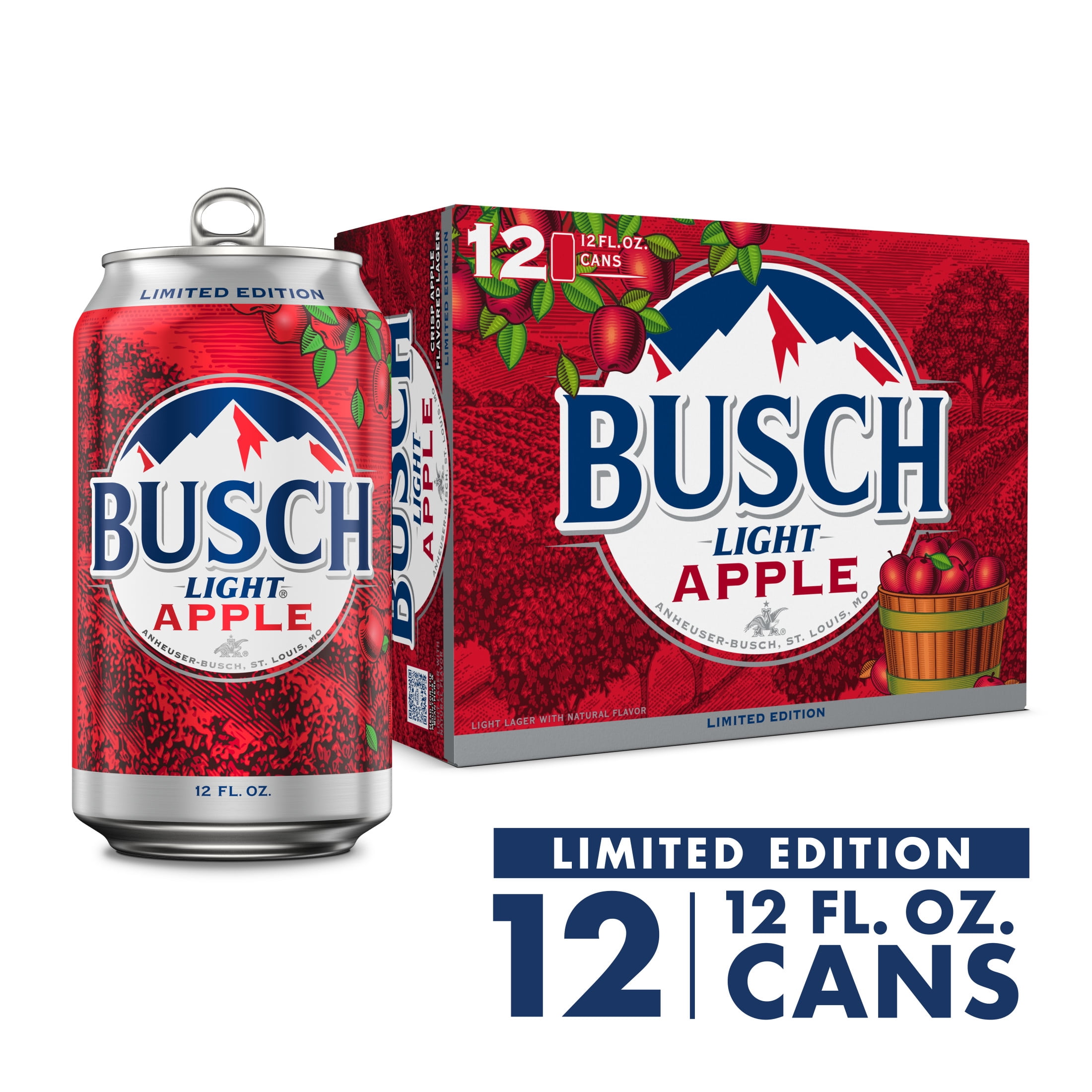 Busch Light Apple American Lager Beer 12 pack, 12 fl oz Cans , 4.1% ABV