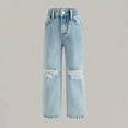thumbnail image 5 of XXWXYD Clearence Kids Girls Ripped Jeans Style Destroyed Washed Denim Pants Baggy Loose Fit Street Fashion Casual Trousers for Tweens, 5 of 8