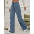 thumbnail image 2 of QERINTE Womens Plus Size Wide Leg Jeans Women Stretch Straight Leg Jean High Waist Baggy Casual Boyfriend Jeans, 2 of 5