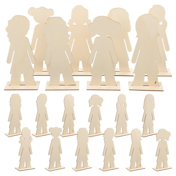 Wood Crafts Unfinished Wooden Shapes for DIY Decorations 20Pcs Beige Wood