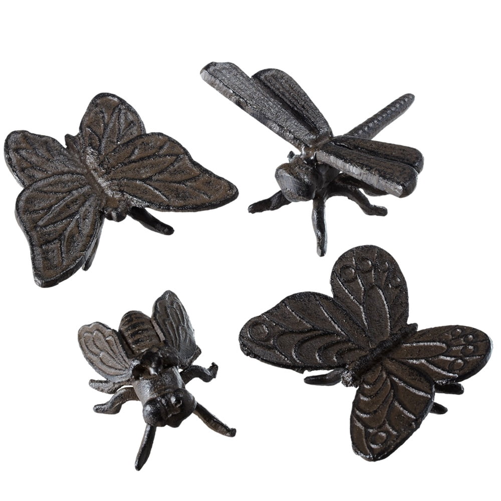 Set of 8 Black Cast Iron Garden Insects Outdoor Tabletop Decor 4 ...