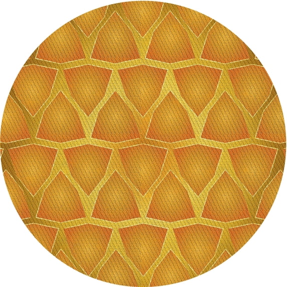 Ahgly Company Machine Washable Indoor Round Transitional Neon Orange Area Rugs, 4' Round
