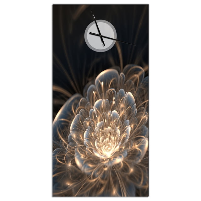 DesignArt Horloge Murale Grande Fleur Fractale avec Rayons Dorés