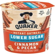 Quaker, Instant Oatmeal, Low Sugar, Cinnamon & Pecan, 1.41 oz Cup