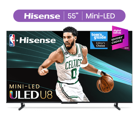Hisense 55" Class U8 Series Mini-LED ULED 4K UHD Google Smart TV (55U8K) - QLED, Native 144Hz, 1500-Nit, Dolby Vision IQ, Full Array Local Dimming, Game Mode Pro