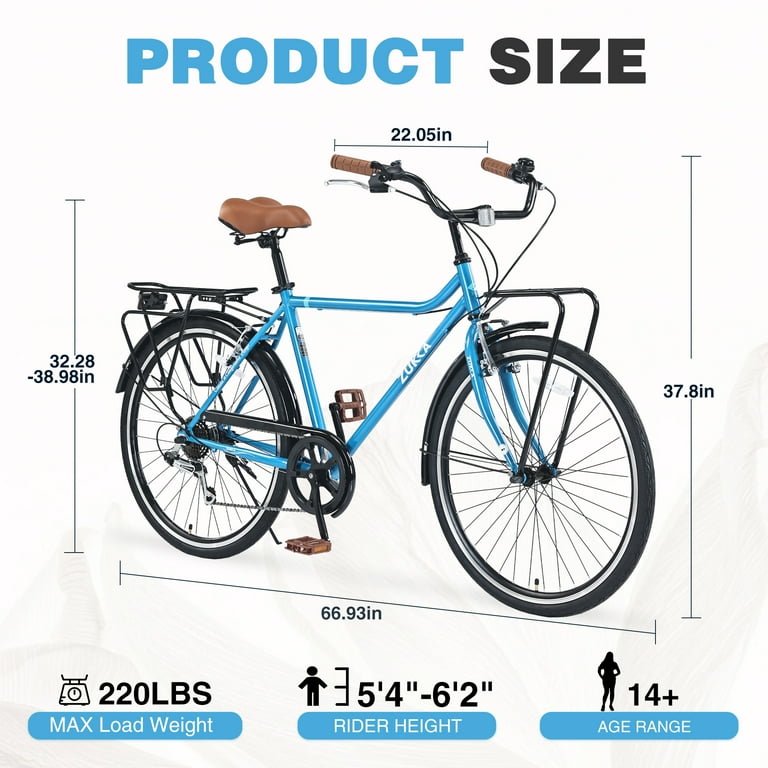 Vintage 26-Inch 7-Speed Bicycle for Men and Women, Steel Frame Vintage 26-Inch 7-Speed Bicycle for Men and Women, Steel Frame