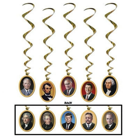 Party Central Club Pack of 30 Gold and Brown American President Portrait Spiral Whirls 38"