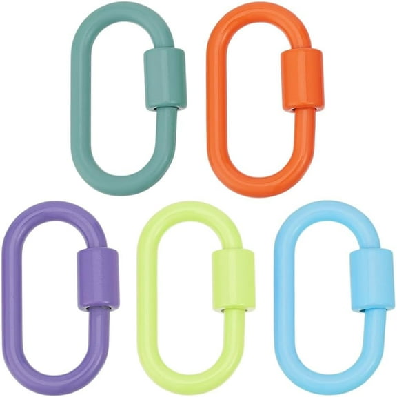 5Pcs Enamel Carabiner Lock Screw Carabiner Clip Hook Buckle Screw Locking Keychain 5 Colors Oval Keyring Holder Clasp