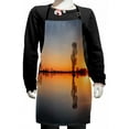 thumbnail image 1 of Lake Kids Apron, Silhouette of Single Tree over Still Lake Basin with Last Sun Rays on the Day Theme, Boys Girls Apron Bib with Adjustable Ties for Cooking Baking Painting, Orange Blue, by Ambesonne, 1 of 2