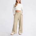 thumbnail image 2 of WhouRiu Girls Casual Sweatpants Solid Color Elastic Waist Baggy Wide Leg Jogger Pants Kids Comfortable Daily Trousers With Pockets,4-5 Years, 2 of 9