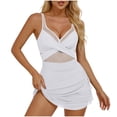 thumbnail image 3 of Aboser Womens One Piece Swimdress High Waisted Mesh Sheer Swimsuits Push Up Padded Bathing Suit Slim Fit Summer Beachwear, 3 of 9